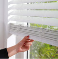 ZSTARR Customized Size Cordless 2 Inch Slat Faux Wood Horizontal Blinds Shade for Living Room Bedroom Interior Door Windows