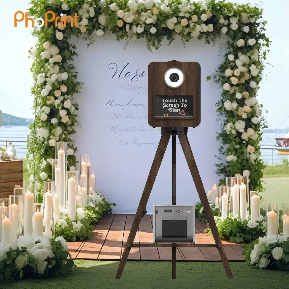2024 Phoprint Photo Booth Wooden Case With Flight Case and DSLR Camera and Photo Booth Software