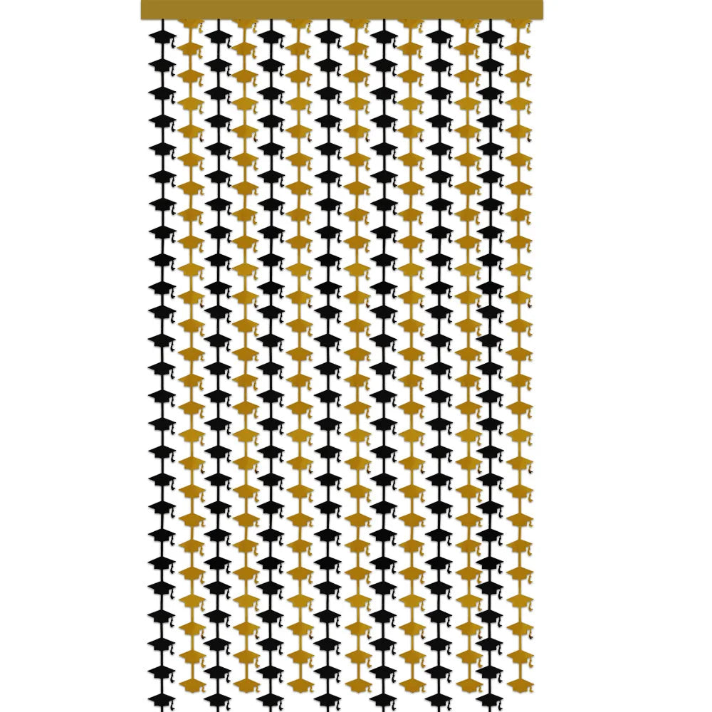 Black Gold Graduation Season Rainy Curtain Graduation Ceremony Evening Background Wall Decoration Doctoral Hat Rainy Curtain