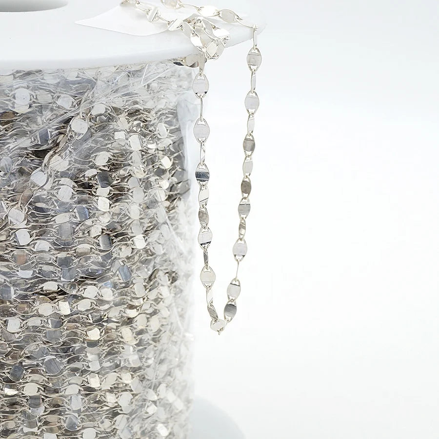 Factory Wholesale Solid Silver Shiny S925 Semi-finish Chain for Jewellery Making
