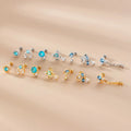 POENNIS Fashion Stainless Steel 18K Gold Plated Hypoallergenic Stud Cartilage Earrings with Blue Zircon Gift