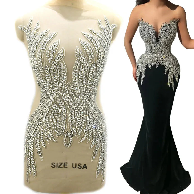 WDP-648 Keering New Product Silver Rhinestone Wedding Dress Multicolor Bridal Gowns Applique for Modern Dress