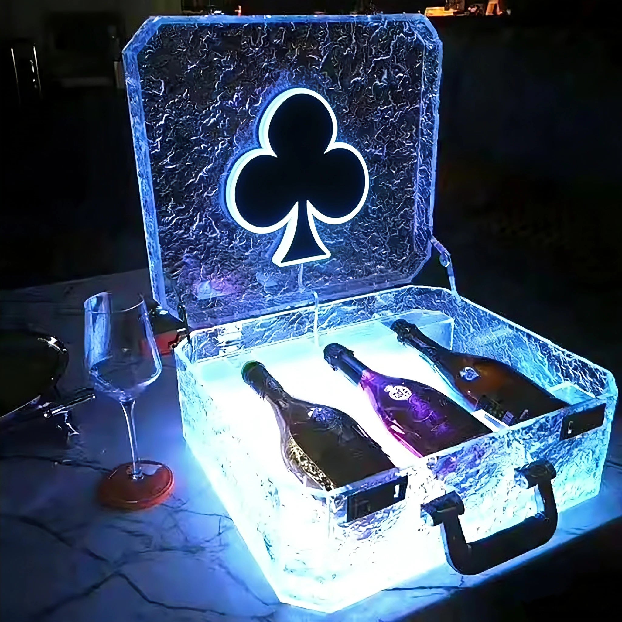 RGB for Rechargeable Acrylic Portable Suitcase for Club 3 Bottle Carry Case Presenter Display Racks
