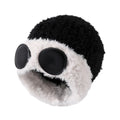 Furry Knitted Goggles Beanie Warm Winter Stylish Hat Outdoor Sports Hat with Glasses