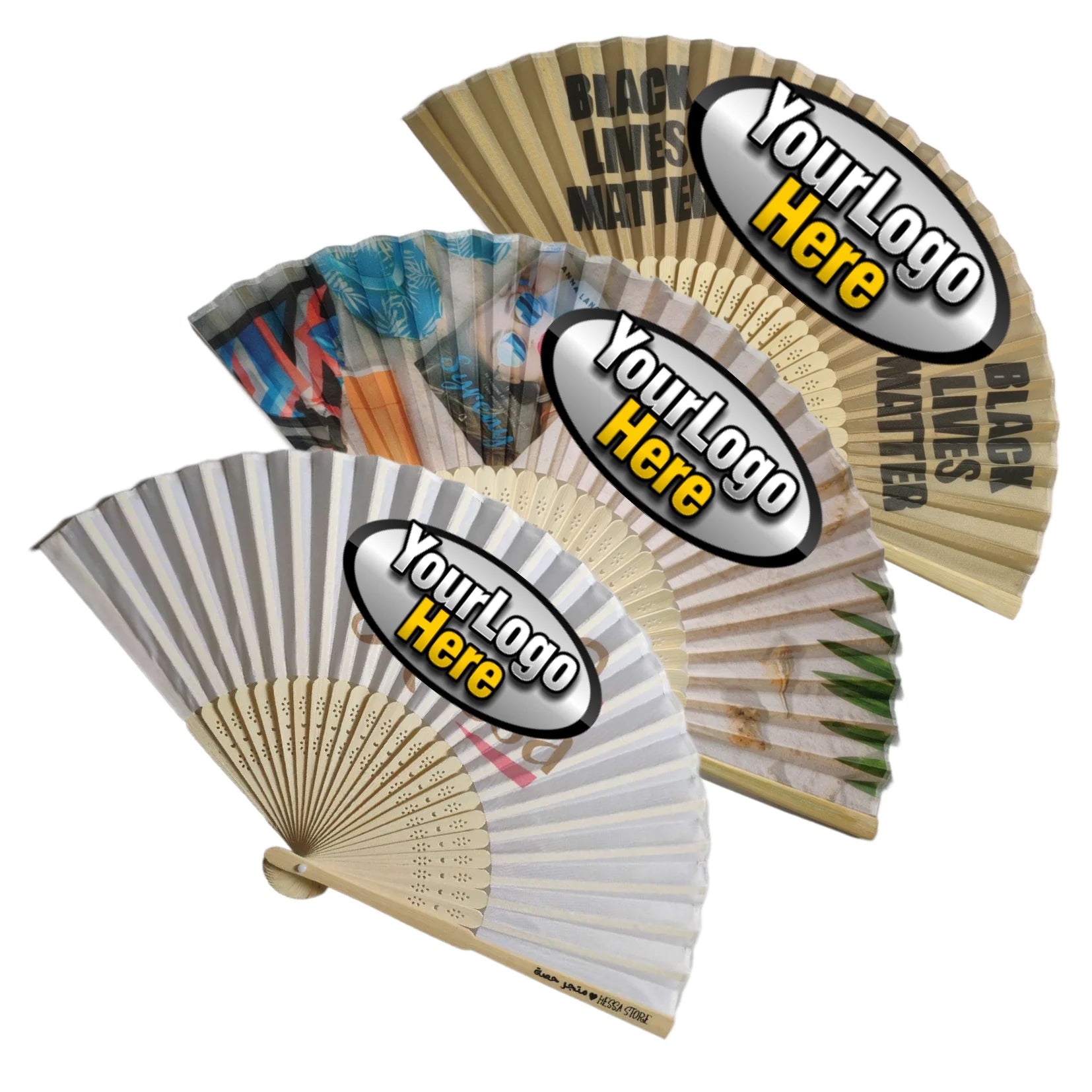 Wholesale Promote Brand Custom Logo Fabric Bamboo Hand Fan Folding Hand Fan Advertising Hand Held Fan
