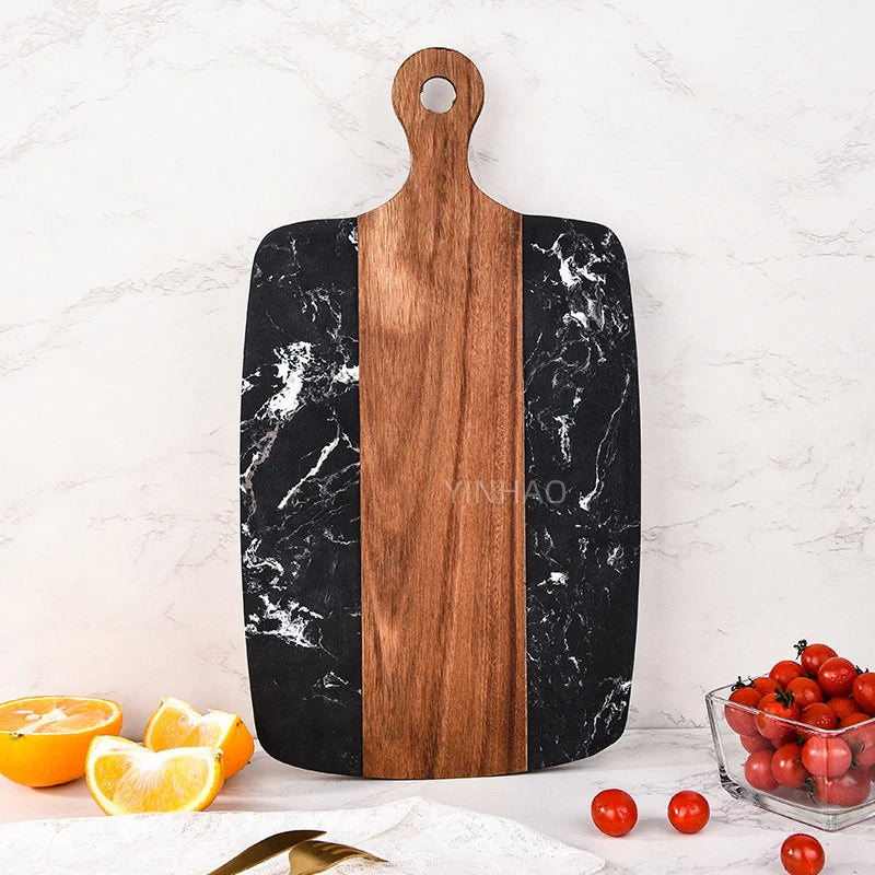 Large Size 15.74x8.66 Inch Wood and Marble Cutting Board Charcuterie Chopping Board for Laser Engraving