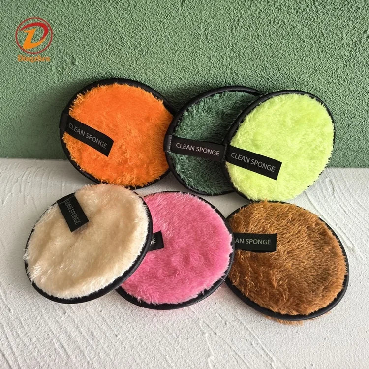 Hot Selling Reusable Microfiber Facial Clean Pads with Sponge Layers for Face Makeup Removal