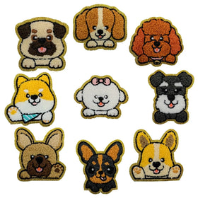 Cute Puppy Glitter Handmade Embroidery Chenille Iron on Patch Animal Dog Patch