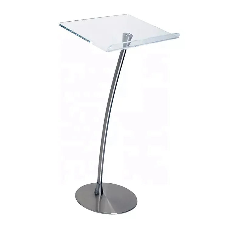 Custom Portable Acrylic Curved Lucite Acrylic Lecture Straight Podium Presentation Lectern Black Acrylic Church Pulpit