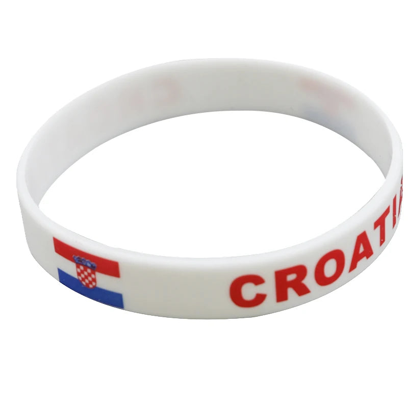 Custom Multicolor Wristband Silicone Bracelet Rubber With Different Countries Flag for Croatia Football Fan
