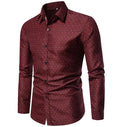 New Fashion Casual Shirt England Style Turn-down Collar Shirts Dot Long Sleeve Men's Shirts
