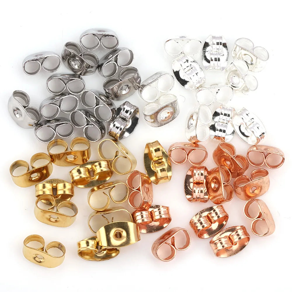 Stainless Steel Earring Back Plug Earring Base Ear Studs Back Earring Stopper for DIY Jewelry Making