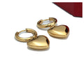 Waterproof Tarnish Free Designer Inspired Stainless Steel Gold Plated Heart Dangle Earring Jewelry