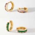 FUAMAY Aretes Personalized 925 Silver Jewellery Enamel Earring Rainbow Hoop Earrings