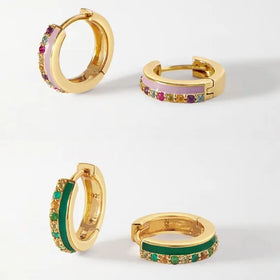 FUAMAY Aretes Personalized 925 Silver Jewellery Enamel Earring Rainbow Hoop Earrings