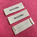 Original logo Natural Cotton Labelwashable End Fold Cotton Neck Tags
