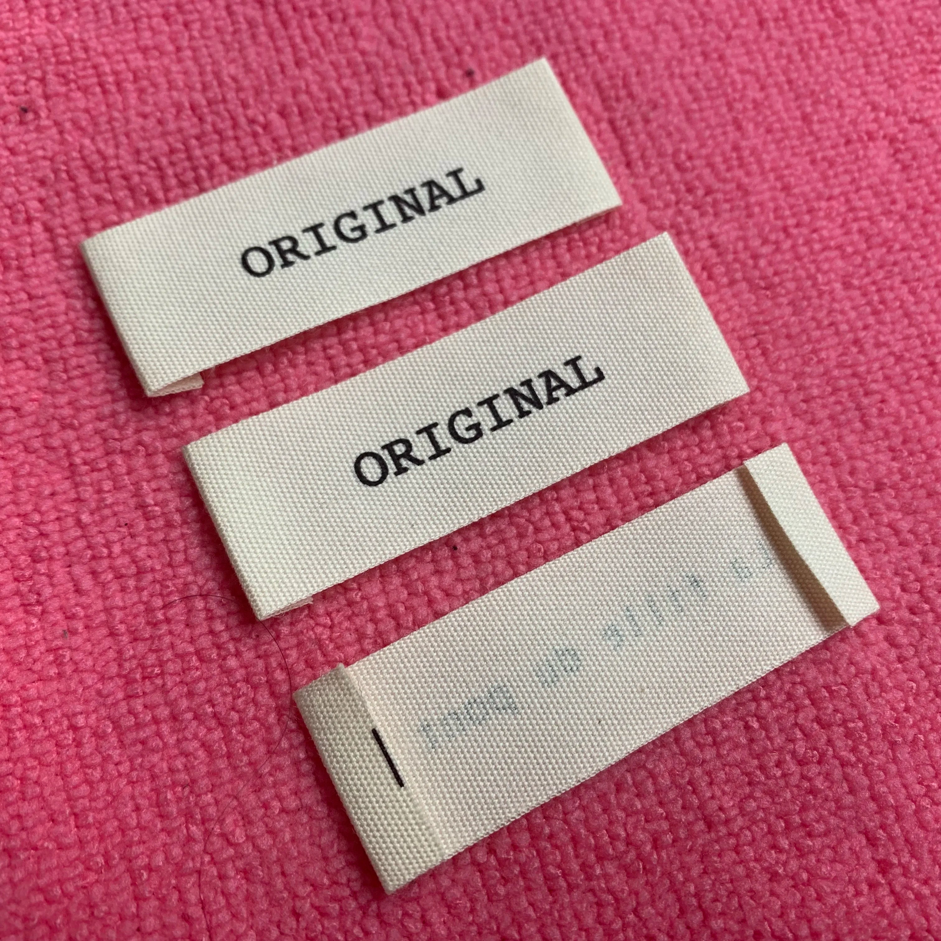 Original logo Natural Cotton Labelwashable End Fold Cotton Neck Tags