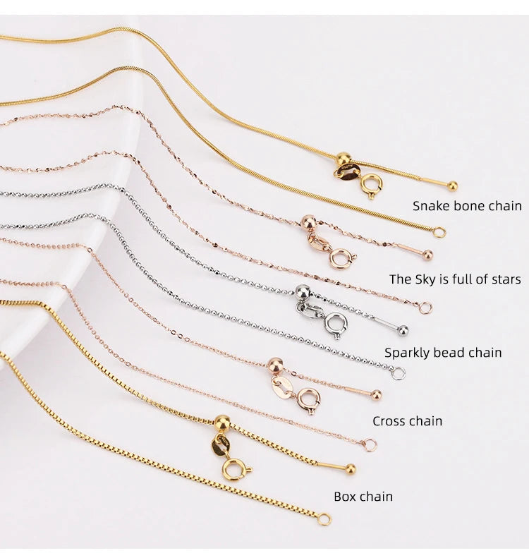 Manufacturer Wholesale Stainless Steel Fine Chain Cross Necklace 18k Gold-plated Universal Adjustable Pin DIY Fashion Necklace