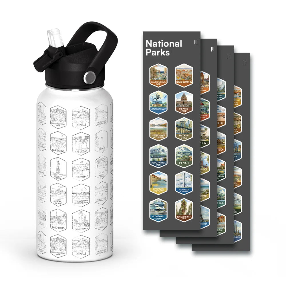 Trendy National Parks BPA Free Stainless Steel Double Wall Vacuum Insulated 32oz  Wide Mouth Sport Water Bottle with Straw Lid
