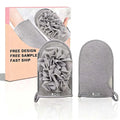 Custom Logo Exfoliating Gloves Body Scrubber Bath Gloves with Bath Puff Two Side Bath Gloves for Daily Exfoliating Bath Gloves