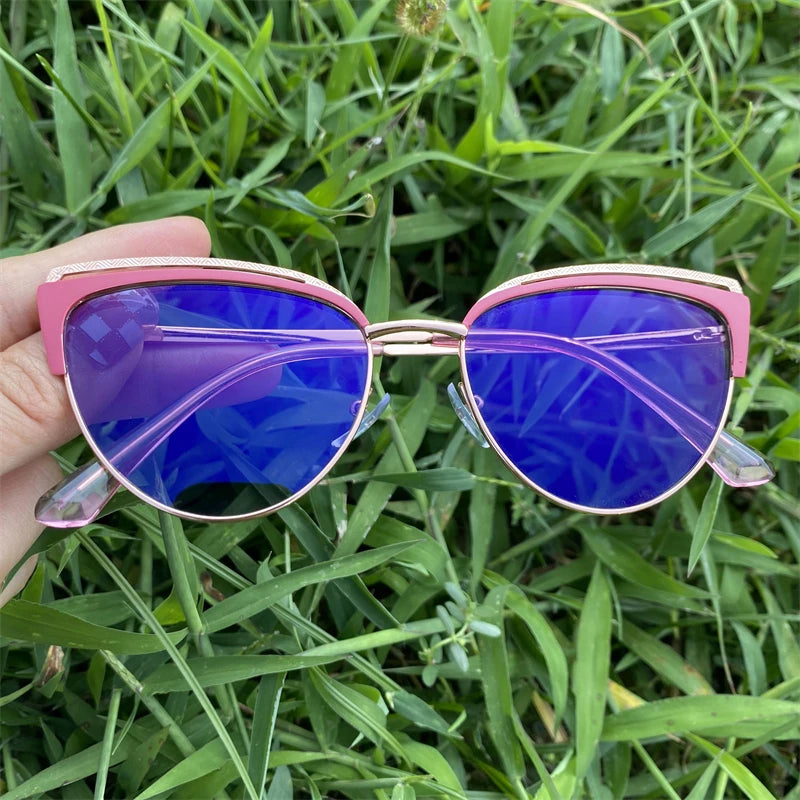 Photochromic Glasses Newly Lunettes Photogray Antireflet Bleu Femme Eyeglasses Frames Blue Light Cat Eye Metal for Women Adults
