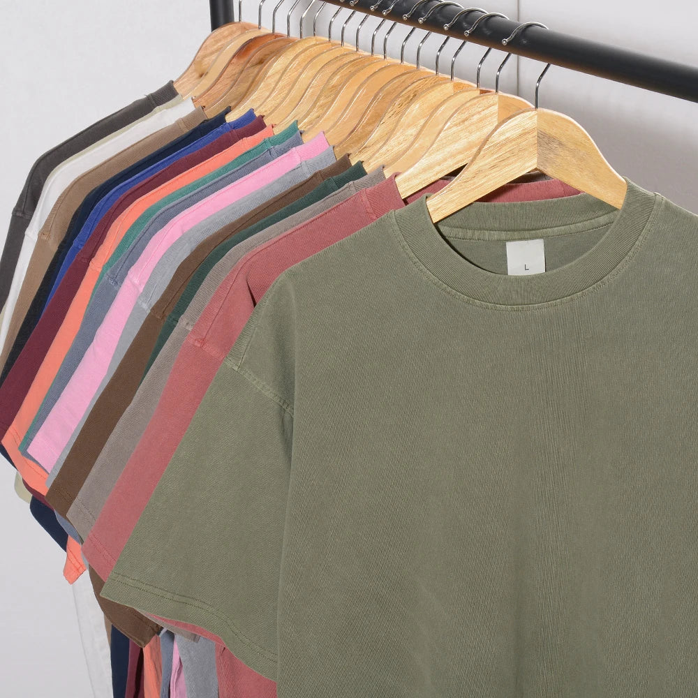 Gelan Wholesale Printing Blank Acid Wash Blank Tshirt Vintage Style Heavyweight Cotton Oversize Men Vintage t Shirt