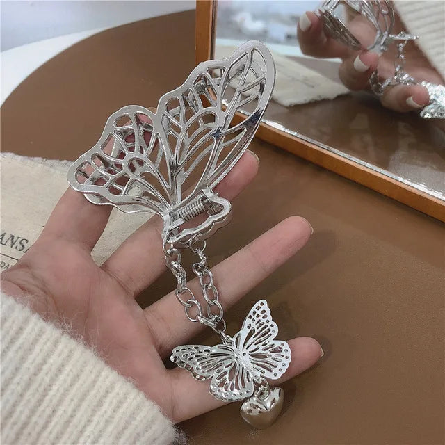 New Hollow Out Butterfly Tassel Hair Pins Love Pendant Hairpin for Women Girl Party  Accessories Styling Tools