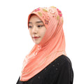A dropshipping / Spot wholesale / OEM Southeast Asia Malaysia Handmade Beaded Muslim headscarf Islamic Convenient Pullover scarf
