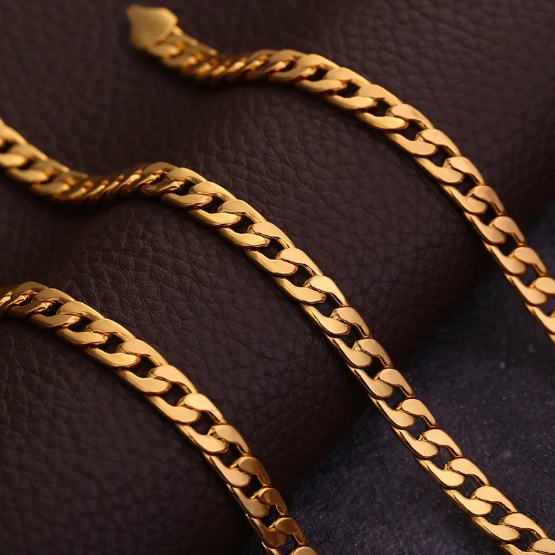 Normal Quality Fashion 6 mm CUBAN Chain Choker Necklace With Imitation Gold Plating 16 Inches to 32 Inches