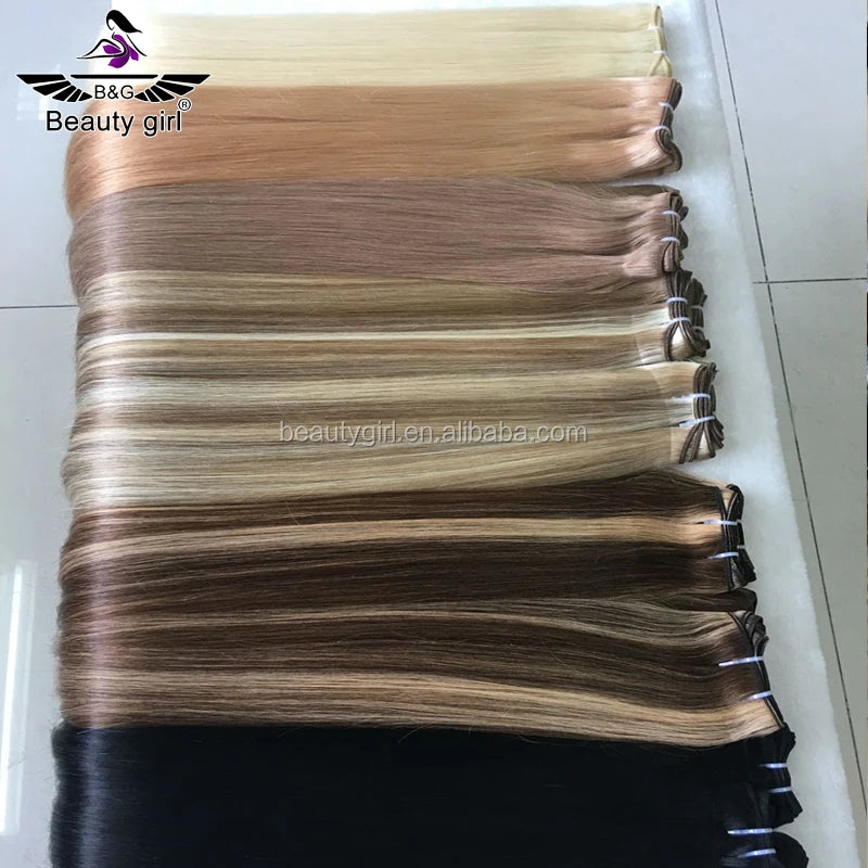 Vietnamese Human Hair Balayage High Lighted Double Draw Weft Hair Extensions