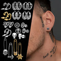 Stainless Steel Earrings Wholesale Skull Huggie Hoop Earrings Gold Plated Zircon U-shaped Paper Clip Men Earrings