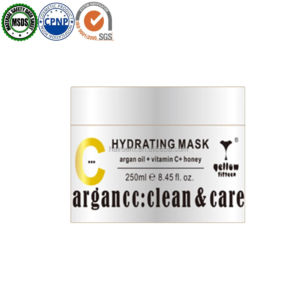 Professional Intense Organic Hydrating Repairing Cream Hair Mask Keratin Argan Oil 2-IN-1 Formula for Healthy Hair-Yellow