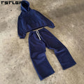 Custom 100% Cotton 400 Gsm Acid & Stone Washed Sweatshirt Set for Men Plus Size Hoodie and Sweatpants Men's Sweatsuit