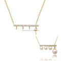 AU585 14K Real Gold DIY Semi Mount Necklace Jewelry Natural Diamond of Pearl Mounting Pendant Charm Necklace