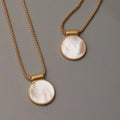 GP Brass Necklace Minimalist Choker Link Chain Abalone Shell Inlayed Brass Gold Plated Necklace Women Fine Jewelry Gift Girls