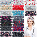 Custom Design Elastic Cross Twist Knotted Wide Doctor Nurse Headband for Women Nurses with Buttons