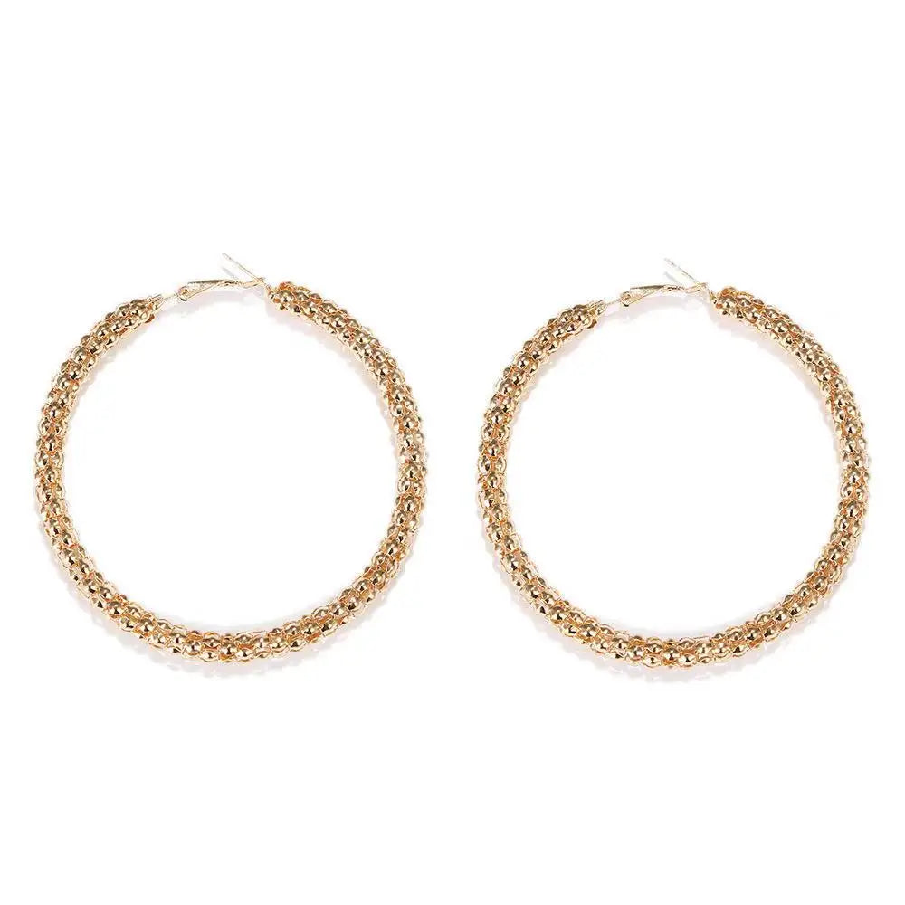 Cheap Brass Alloy Silver Gold Color 7cm Big Hoop Dangle  Fashion Punk Fashion Earrings Jewelry Women
