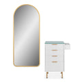Glass Top White Work Station Hair Cutting Styling Station Trolley Cart for Salon