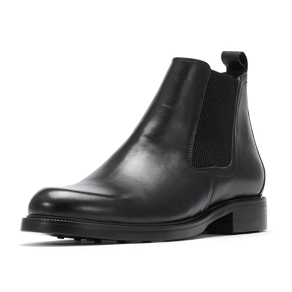 Vintage Top Layer Cowhide Chelsea Boots for Men Genuine Leather Anti-Slippery Ankle Shoes Business Office Casual Summer Winter