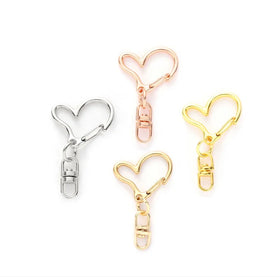 Factory Supply Good Quality 4 Colors Heart Shaped Metal Bag Keychains