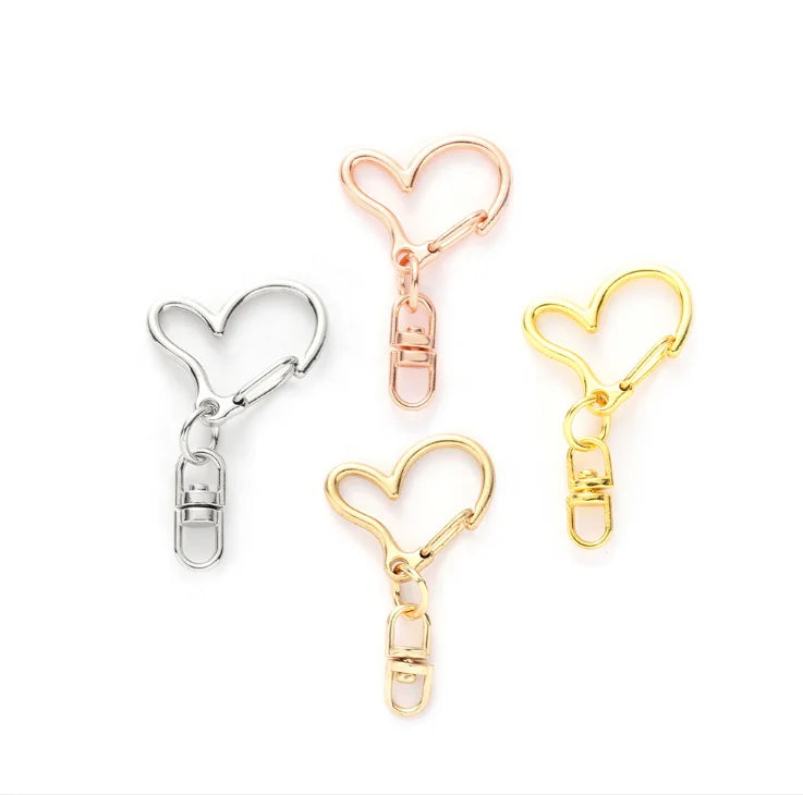 Factory Supply Good Quality 4 Colors Heart Shaped Metal Bag Keychains