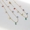 Rainbow Zircon Girls' Feet Chain Stainless Steel 18K Gold Plated Colorful Diamond Anklets for Women Non Tarnish