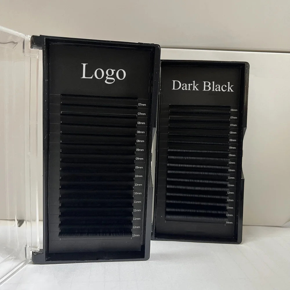 High Quality Synthetic Hair Dark Matte Black Cashmere Mink CC Lash Extensions Trays Soft Velvet Lash Fan Eyelashes Wholesale