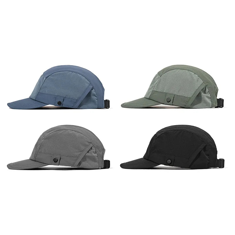5 Panel OEM Low MOQ Instock Outdoor Custom Camping Breathable Running Quick Drying Sport Hat Ripstop Flat Brim Cap
