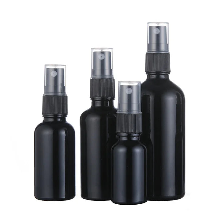 2021 Made in China Cosmetic Bottles 10ml 15ml 30ml Matte Black Essential Oil Serum Glass Pump Spray Bottle