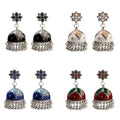 Ethnic Bohemia Sun Flower Short Tassel Bead Drop Bells Dripping Oil Vintage 14K Gold Plated Claw Setting Women's Hoop Earrings