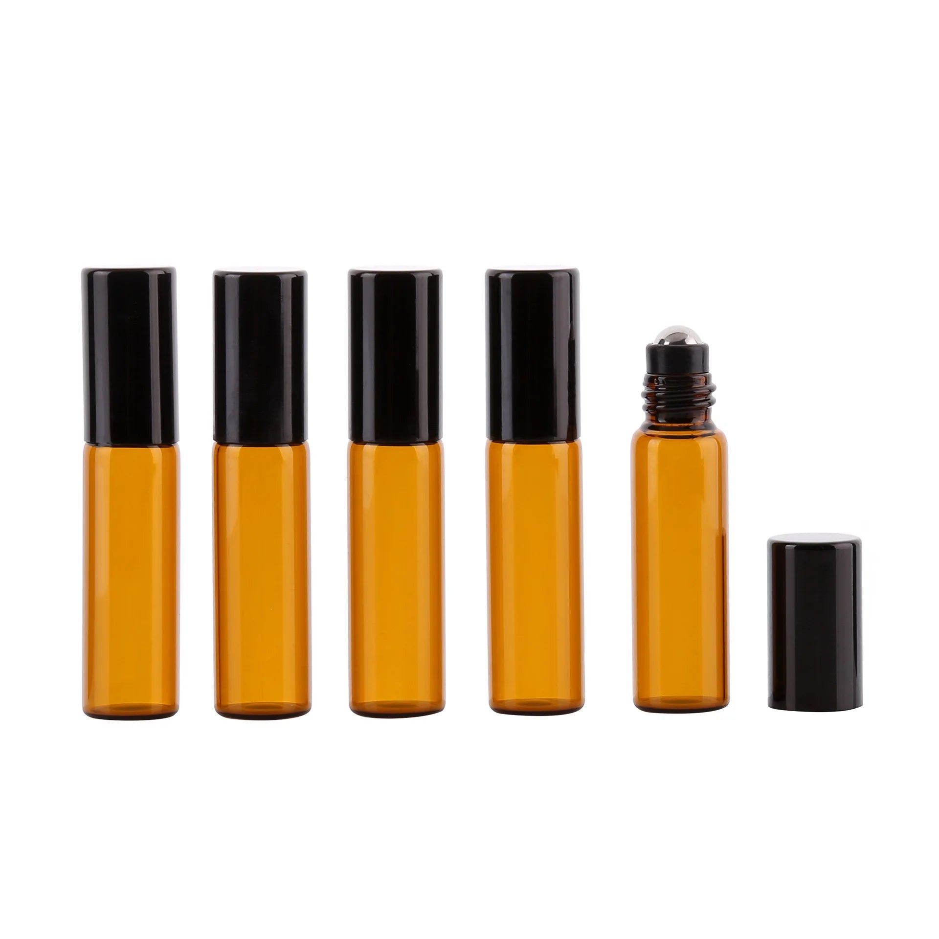 1ml 2ml 3ml 5ml 10ml Amber Glass Roll on Essential Oil Bottle With Cap