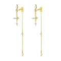 Gemnel Dainty Flower 925 Silver Crystal butterfly Drop Long Chain 18K Bridal Earrings