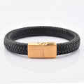 Punk Men's Genuine Leather Bracelet with Stainless Steel Magnetic Clasp Handmade Fashion Charm Bracelet for Men