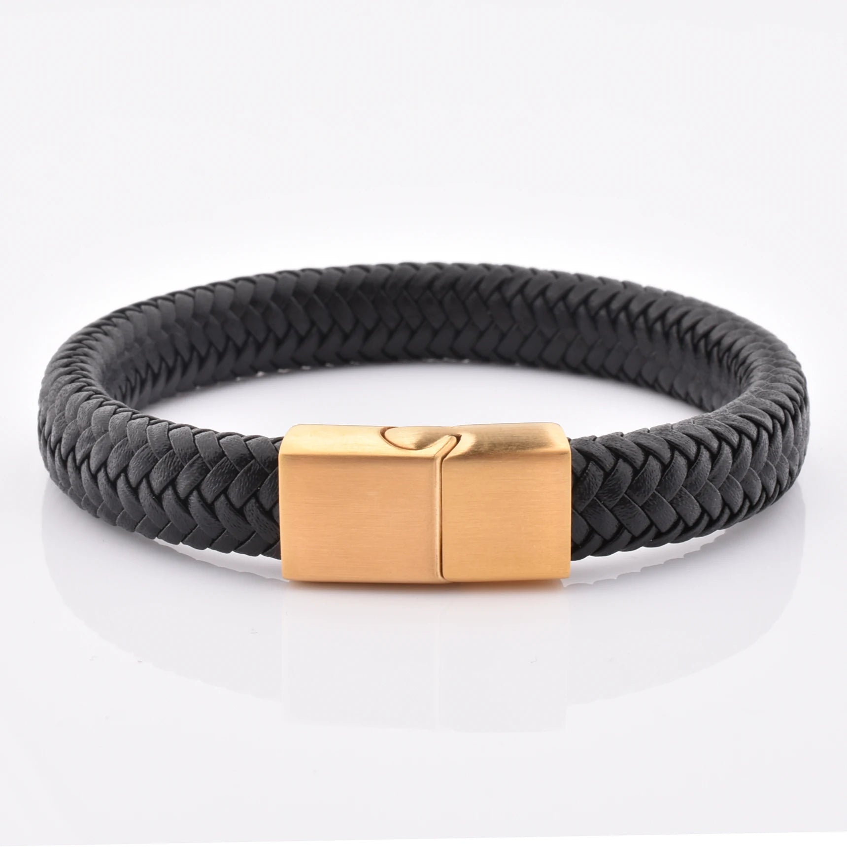 Punk Men's Genuine Leather Bracelet with Stainless Steel Magnetic Clasp Handmade Fashion Charm Bracelet for Men